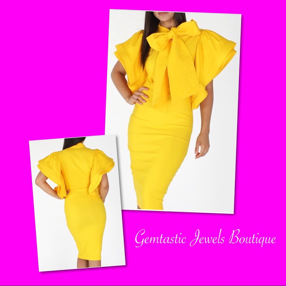 Midi Dress with Tie Neck